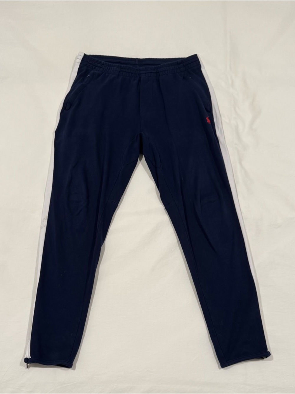 Polo by Ralph Lauren Navy Track Pants with White Side Stripes Size M